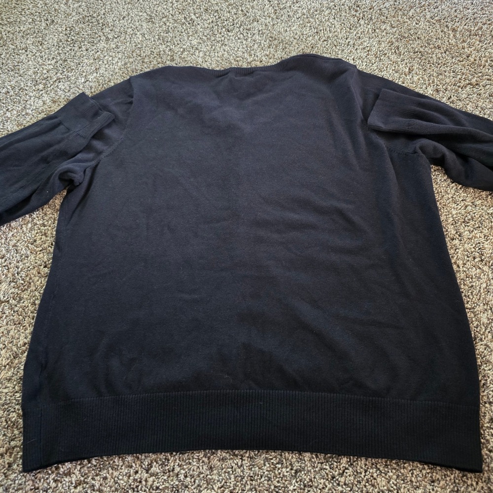 LL Bean Cardigan Sweater Women Classic 1X Navy Blue Cotton Blend Button Front - Picture 3 of 8